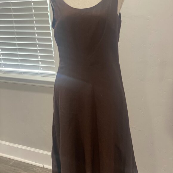 Chocolate Brown Fit & Flare Linen Dress - Picture 5 of 13